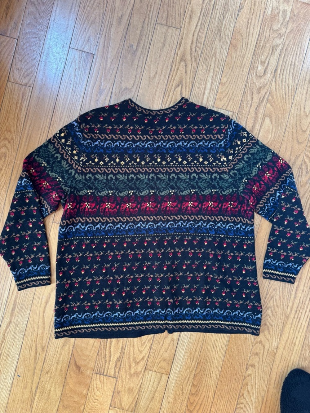Appleseeds Women‎ Sweater Cardigan 1X Front Button Multi Print Cottage Grandma - Picture 7 of 11